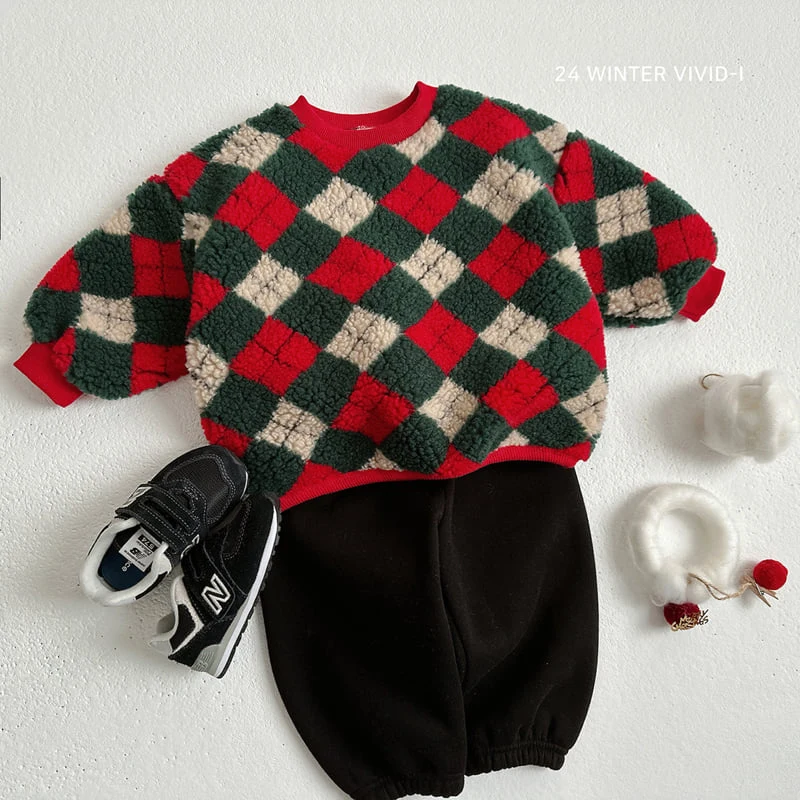 Vivid I - Korean Children Fashion - #littlefashionista - Check Fleece Sweatshirts - 11