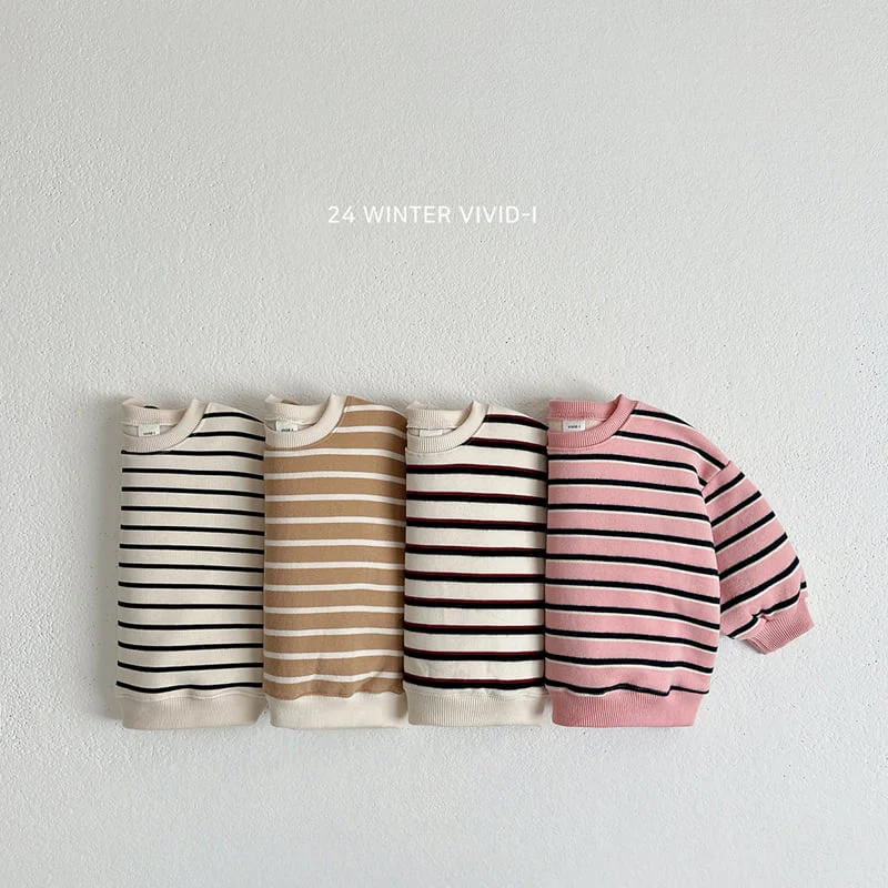 Vivid I - Korean Children Fashion - #magicofchildhood - Fleece Stripe Sweatshirts