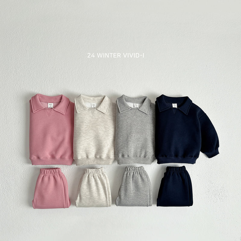 Vivid I - Korean Children Fashion - #magicofchildhood - Daily Collar Top Bottom Set