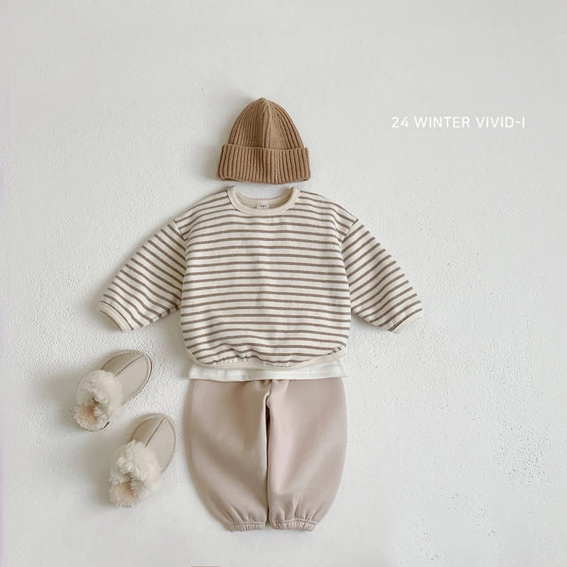 Vivid I - Korean Children Fashion - #minifashionista - Label Stripe Top Bottom Set - 6