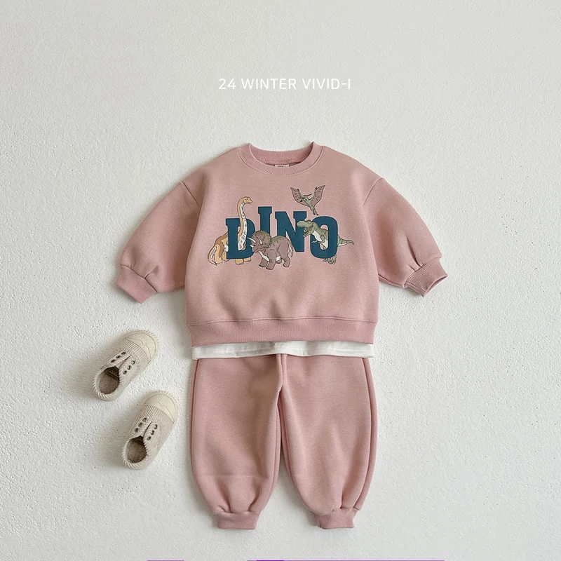 Vivid I - Korean Children Fashion - #stylishchildhood - Dino Top Bottom Set - 5