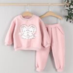 Fleece Heart Rabbit Top Bottom Set