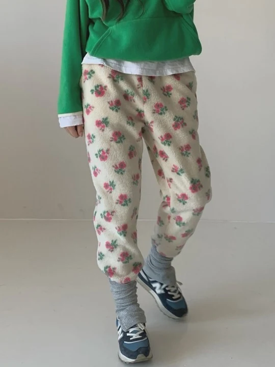 Flower Fleece Jogger Pants