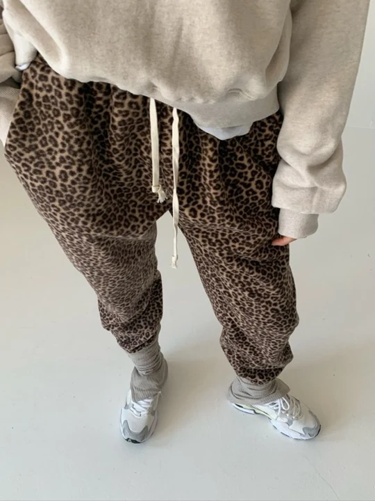 Fleece Leopard Pants