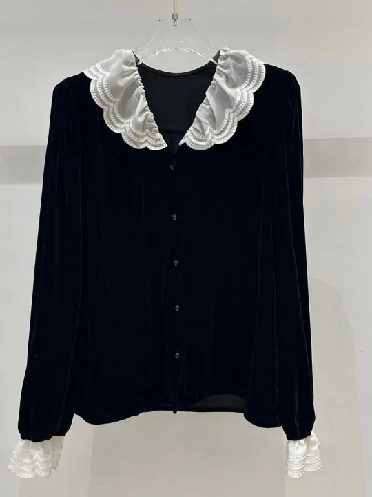 Lace Velvet Blouse