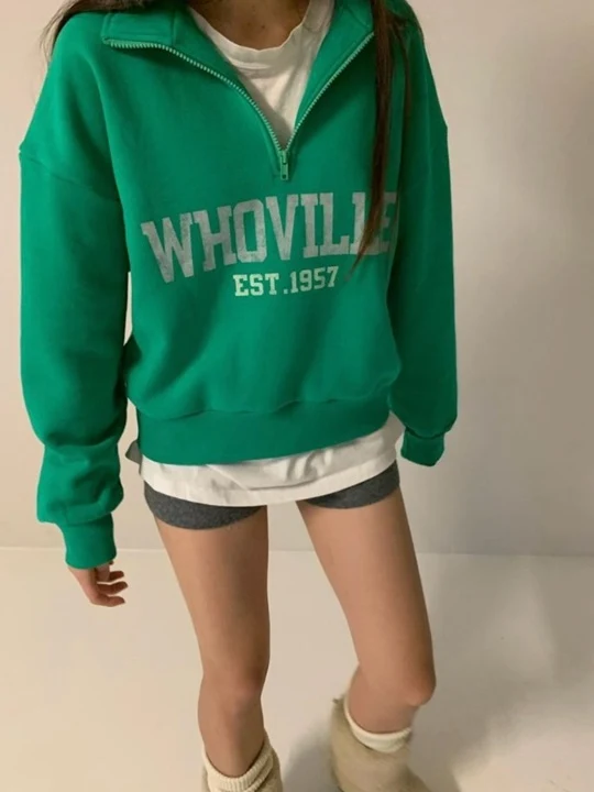 Fleece Half Zip-up Sweatshirts