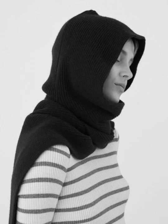 Hoodie Wool Cashmere Shawl Muffler