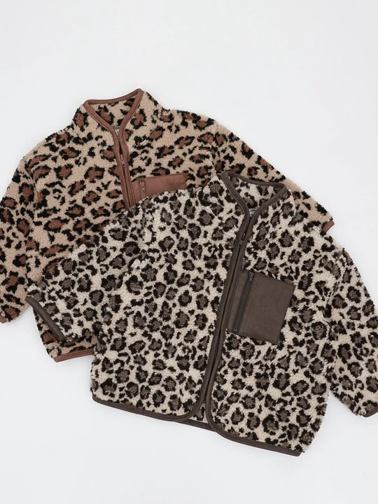 Leopard Fleece Zip-up Jacket