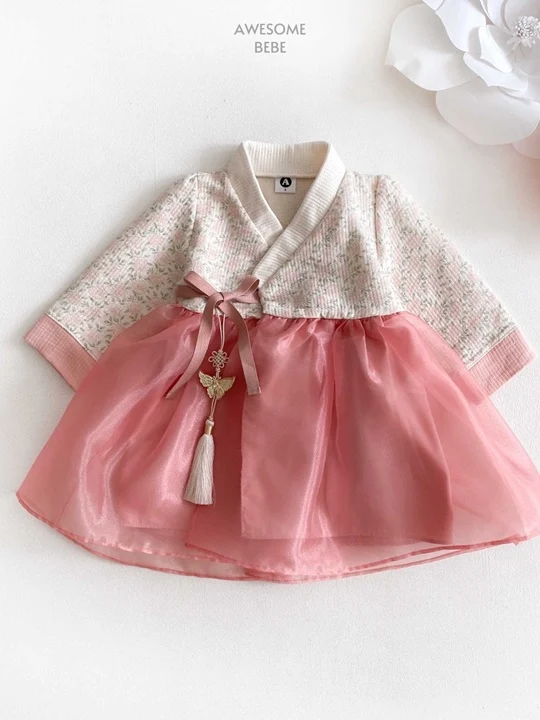 Pink Flower Girls Hanbok