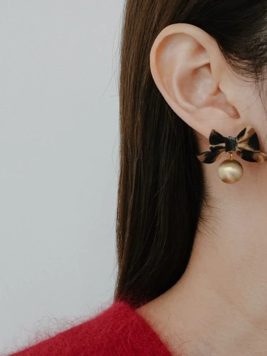 Golden Ball Leopard Earrings