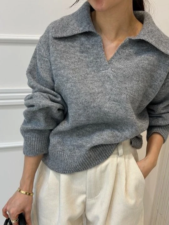 Plain Collar Knit