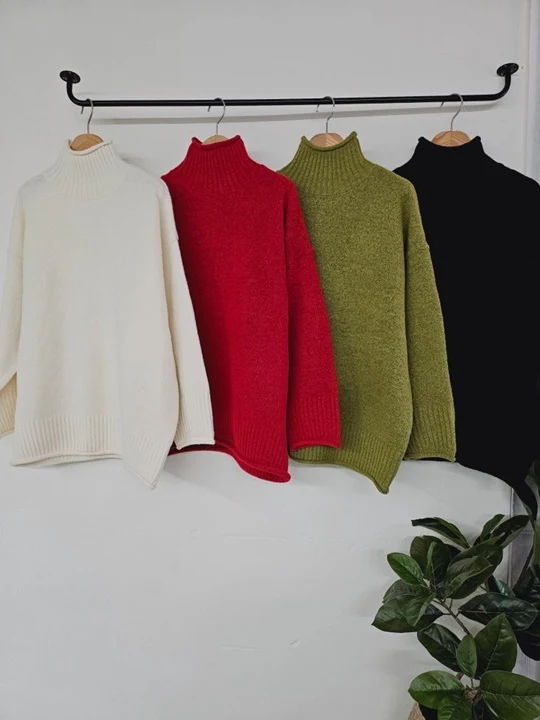 Lime Wide Turtleneck Knit