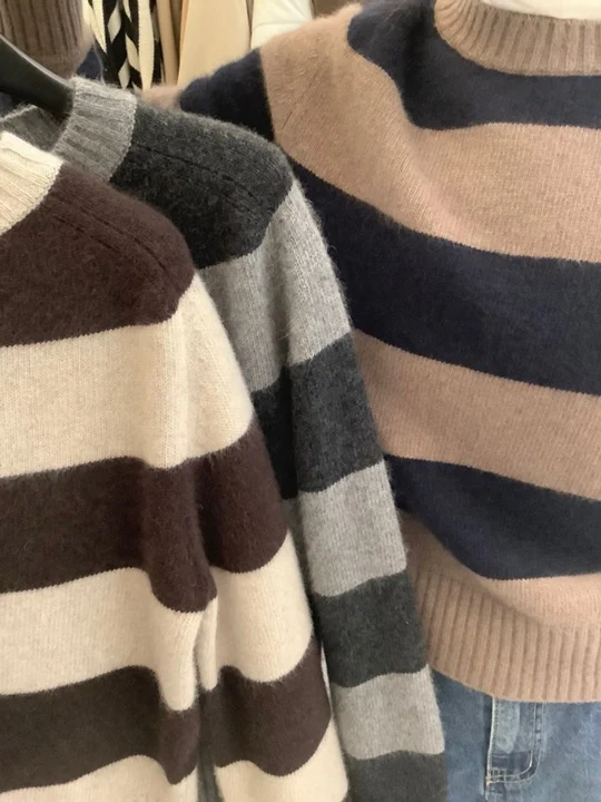 Fuzzy Brush Striped Knit