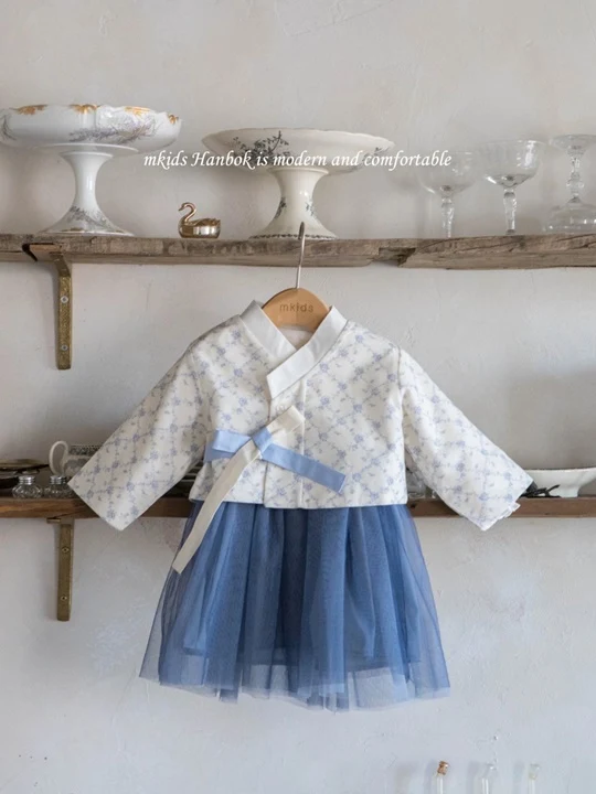 Blue Plum Blossom One-piece Set