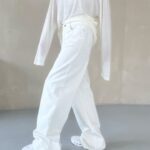 High Rise Wide Leg White Denim Pants