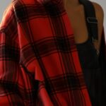 Oversized Flannel Checked Quilted Button Down Shirt Jacket