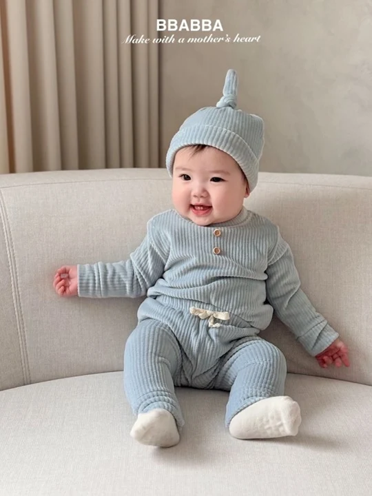 Soft Ribbed Bonnet Suit Pants Set