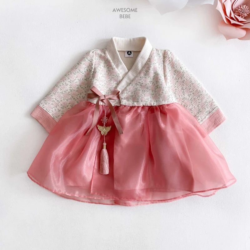 Awesome Bebe - Korean Children Fashion - #Kfashion4kids - Pink Flower Girls Hanbok - 3