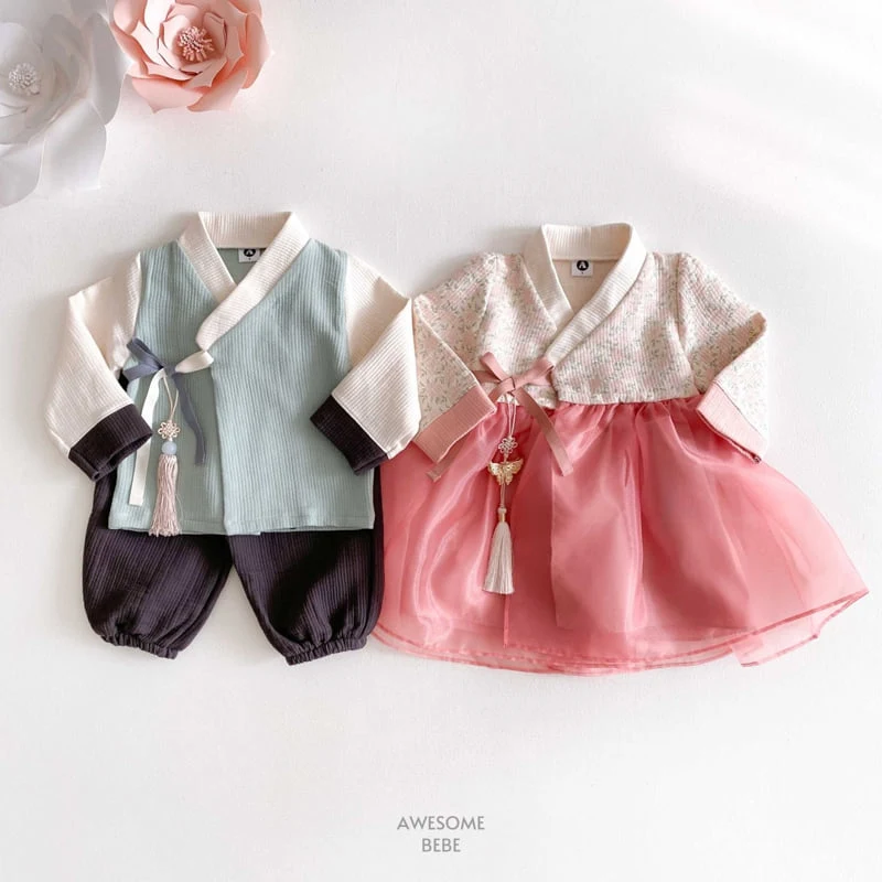 Awesome Bebe - Korean Children Fashion - #Kfashion4kids - Pink Flower Girls Hanbok - 4