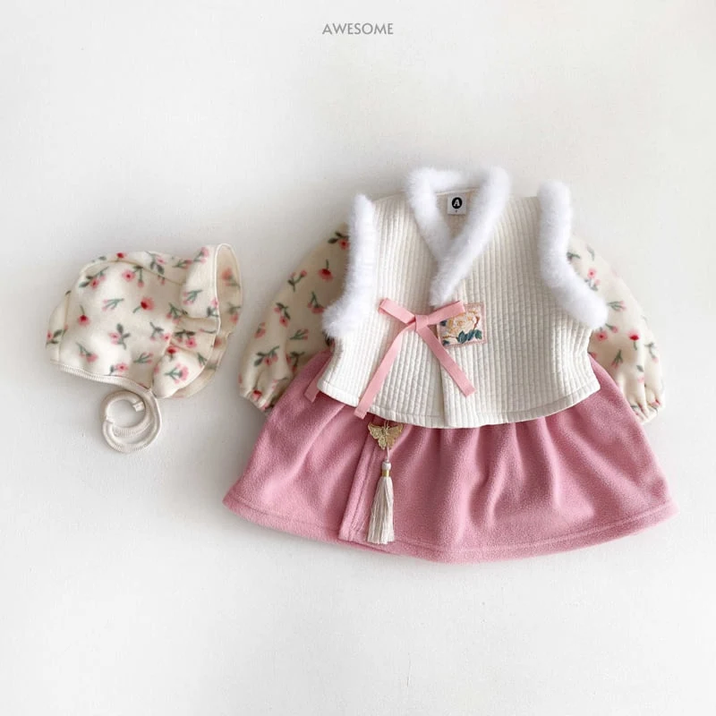 Awesome Bebe - Korean Children Fashion - #todddlerfashion - Creamy Fleece Hanbok - 3