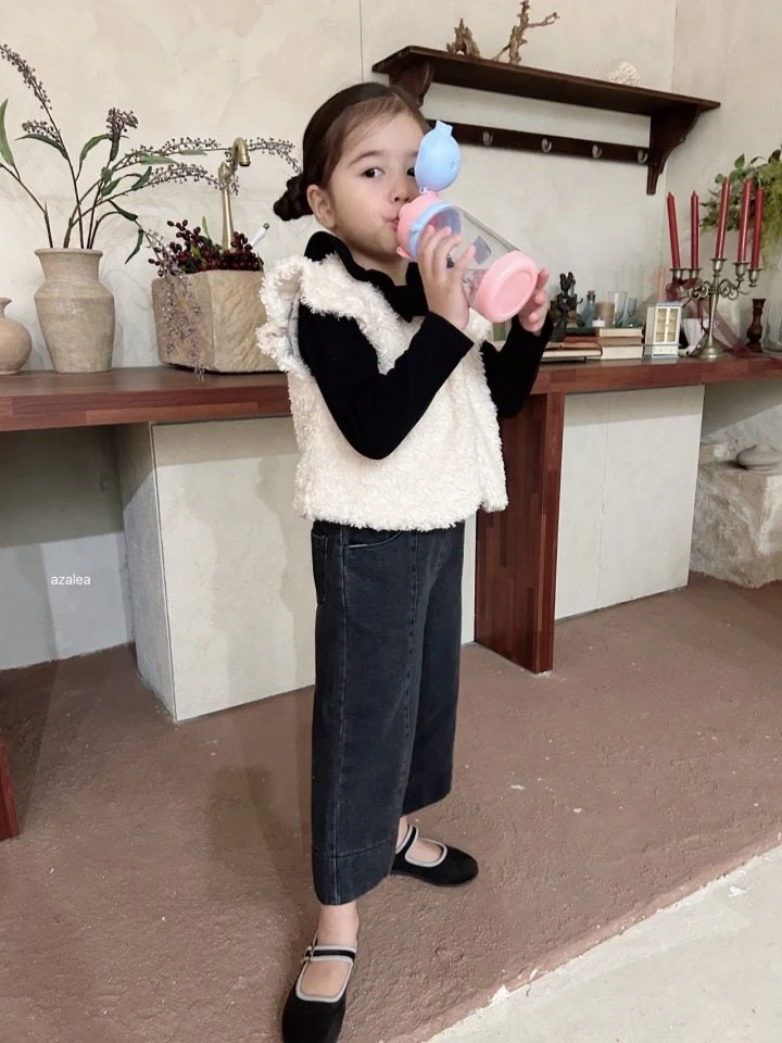 Azalea - Korean Children Fashion - #childrensboutique - Pintuck Wide Denim Pants - 6