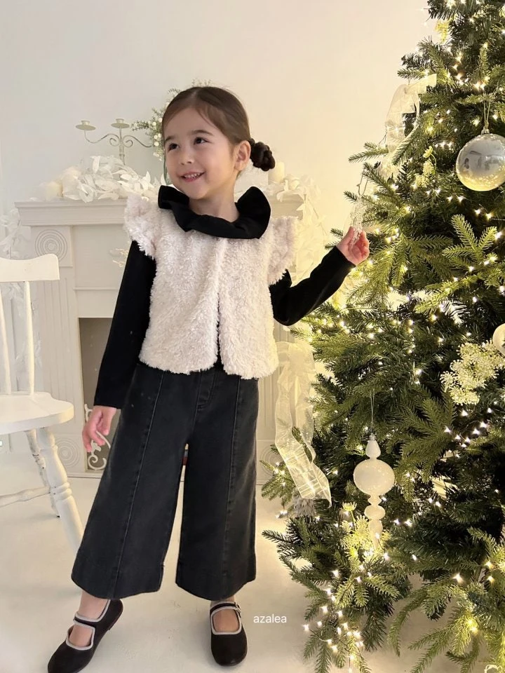 Azalea - Korean Children Fashion - #designkidswear - Pintuck Wide Denim Pants - 7