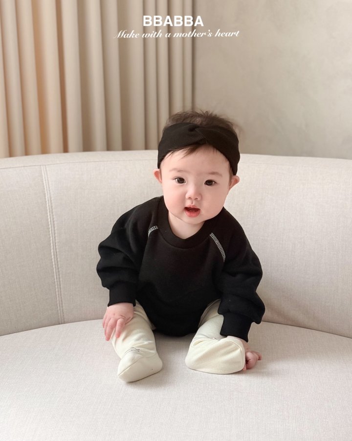 Bbabba - Korean Baby Fashion - #babyclothing - Fleece Black Cream Suit Set - 3