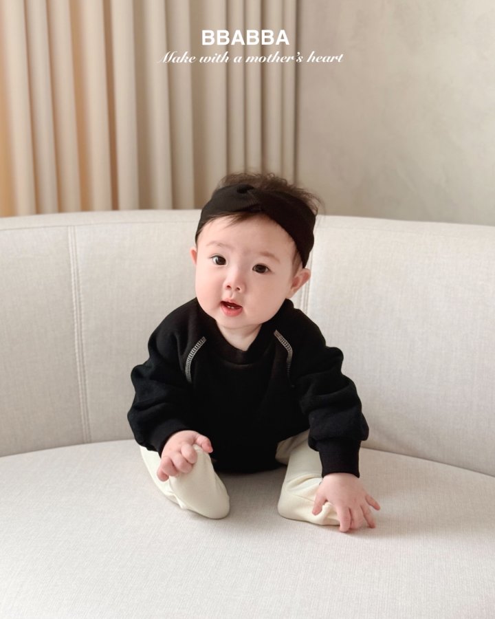 Bbabba - Korean Baby Fashion - #babyclothing - Fleece Black Cream Suit Set - 4