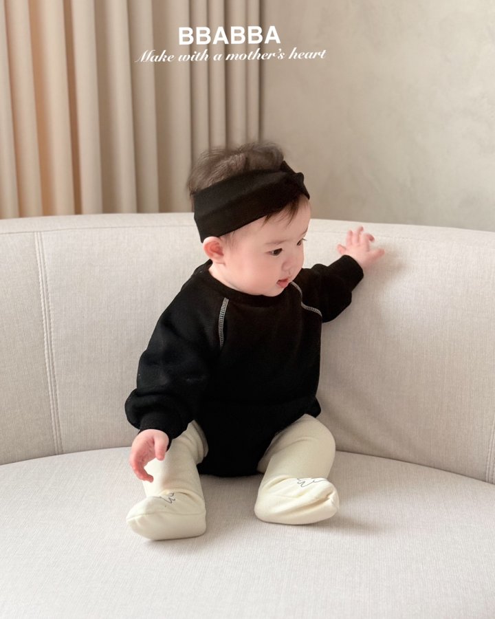 Bbabba - Korean Baby Fashion - #babyfever - Fleece Black Cream Suit Set - 5