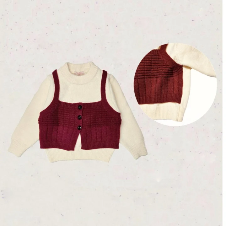 Bymimi - Korean Children Fashion - #kidzfashiontrend - Vest Detail Knit Tee - 4