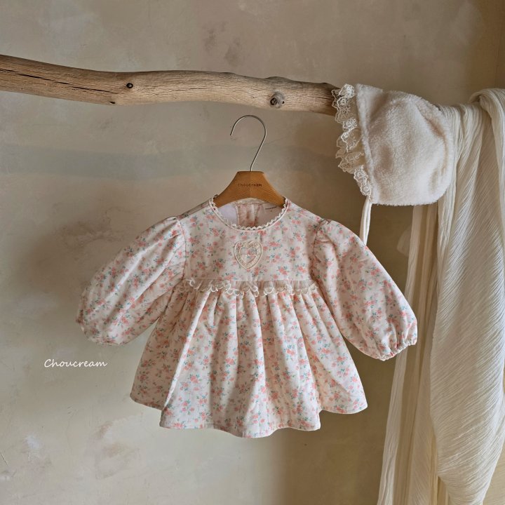 Choucream - Korean Baby Fashion - #babyboutique - Floral Padding One-piece