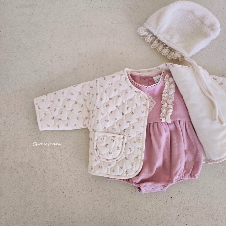 Choucream - Korean Baby Fashion - #babyboutiqueclothing - Flower Padding Jacket - 4