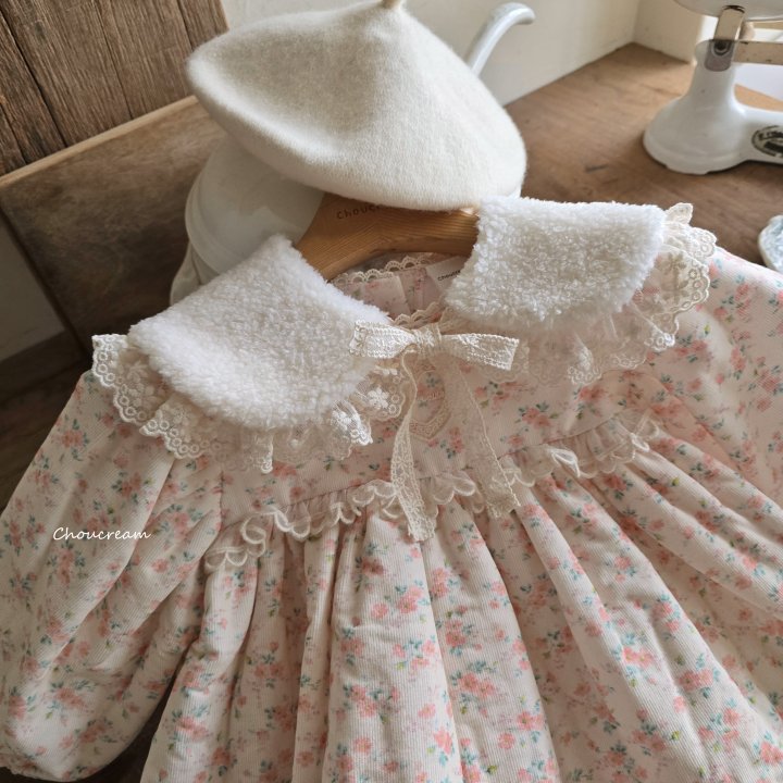 Choucream - Korean Baby Fashion - #babyootd - Floral Padding One-piece - 9