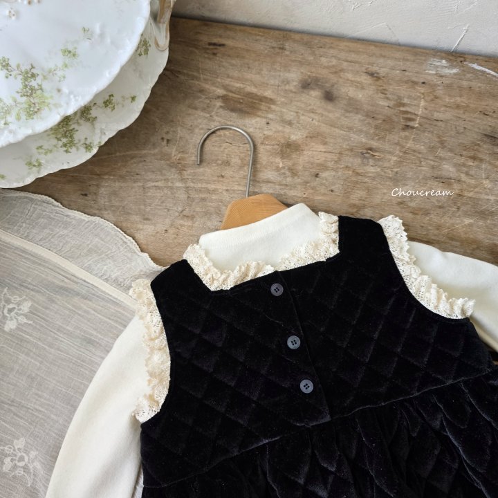 Choucream - Korean Baby Fashion - #babyootd - Quilting Lace Suit - 4