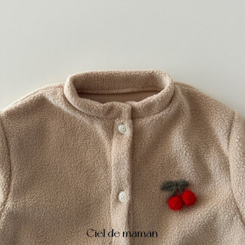 Ciel De Maman - Korean Baby Fashion - #babyboutiqueclothing - Fleece Cherry Top Bottom Set - 6