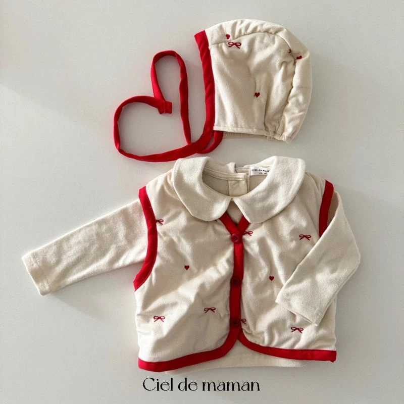 Ciel De Maman - Korean Baby Fashion - #babyclothing - Cozy Ribbon Vest Set - 6