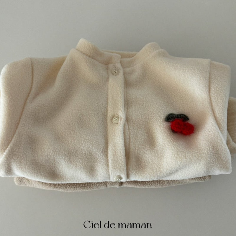 Ciel De Maman - Korean Baby Fashion - #babyfever - Fleece Cherry Top Bottom Set - 9