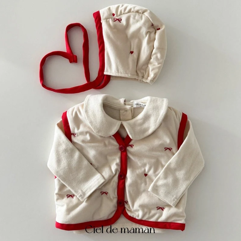 Ciel De Maman - Korean Baby Fashion - #babyfever - Cozy Ribbon Vest Set - 8