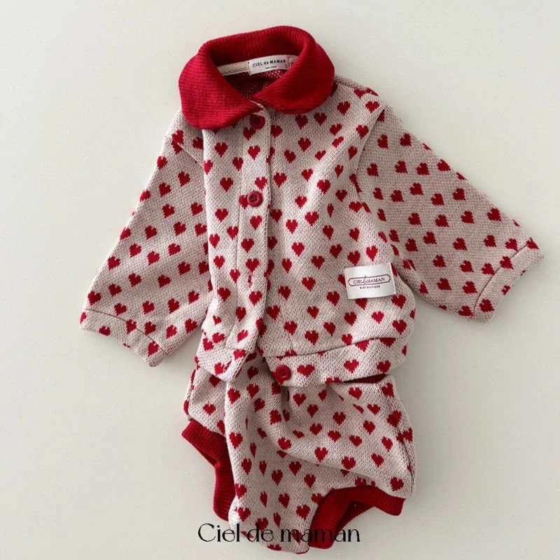 Ciel De Maman - Korean Baby Fashion - #babyfever - Heart Top Bottom Set - 7