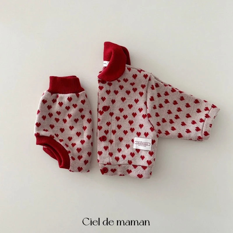 Ciel De Maman - Korean Baby Fashion - #babygirlfashion - Heart Top Bottom Set - 8