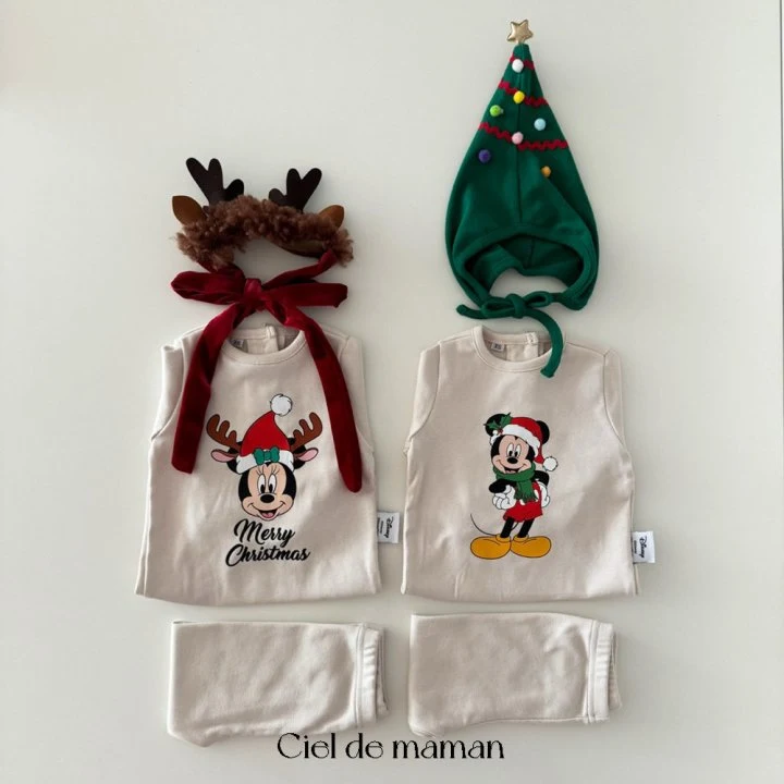 Ciel De Maman - Korean Baby Fashion - #babyoninstagram - Santa Minky Suit Leggings Set