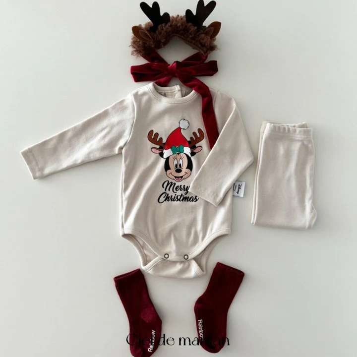 Ciel De Maman - Korean Baby Fashion - #babyootd - Santa Minky Suit Leggings Set - 2