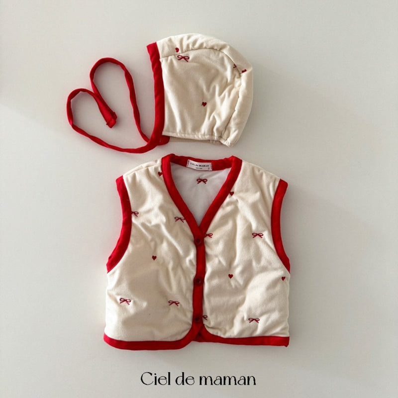 Ciel De Maman - Korean Baby Fashion - #onlinebabyboutique - Cozy Ribbon Vest Set