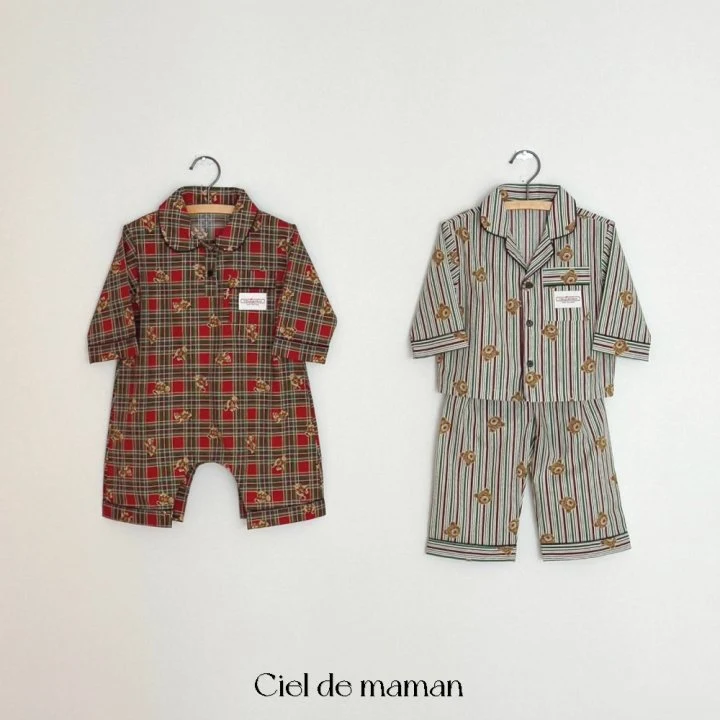 Ciel De Maman - Korean Baby Fashion - #onlinebabyboutique - Bebe Cutie Bear Pajamas - 2