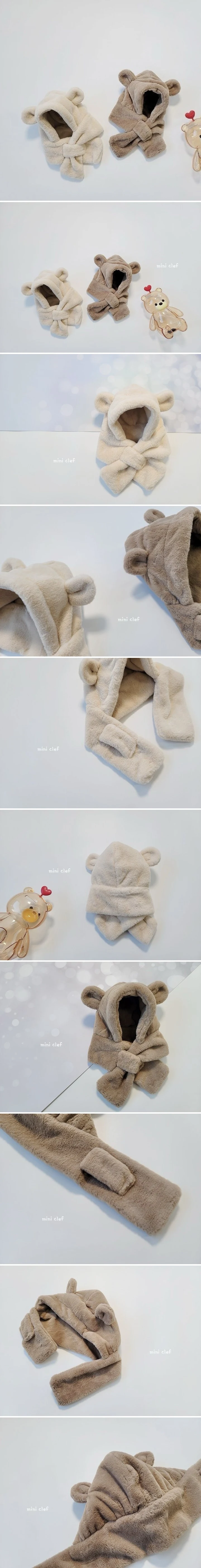 Dominico - Korean Children Fashion - #Kfashion4kids - Ribbon Bear Hood Muffler