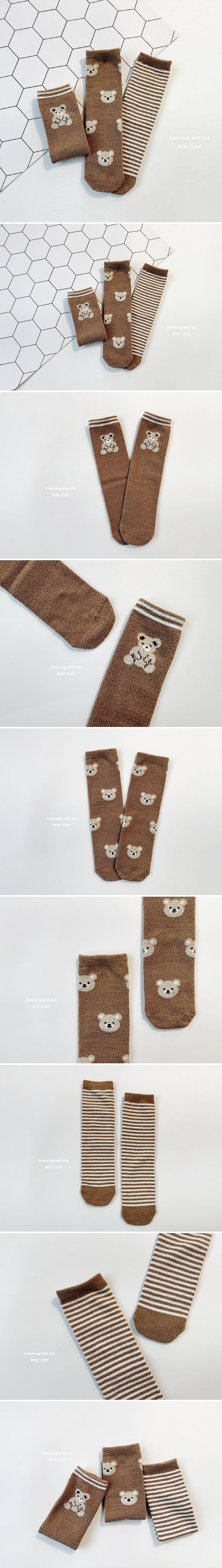 Dominico - Korean Children Fashion - #designkidswear - Bear Sleep Socks (set of 3)