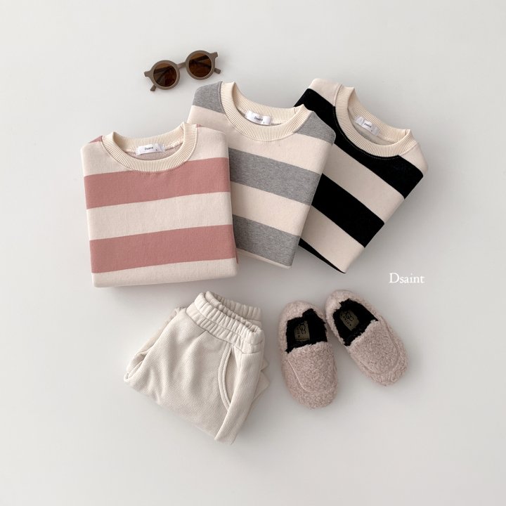 Dsaint - Korean Children Fashion - #Kfashion4kids - Big Stripe Fleece Sweatshirts - 6