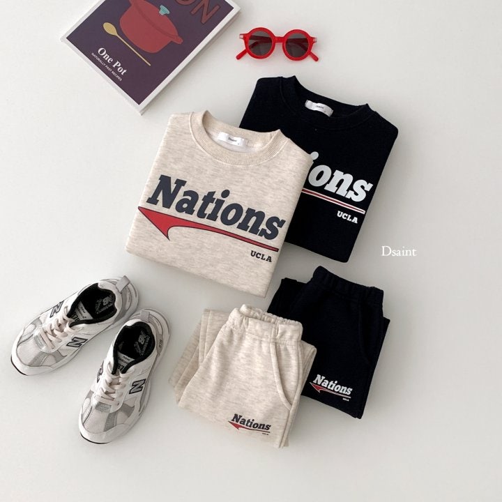 Dsaint - Korean Children Fashion - #childofig - Fleece Nations Jogger Set - 3