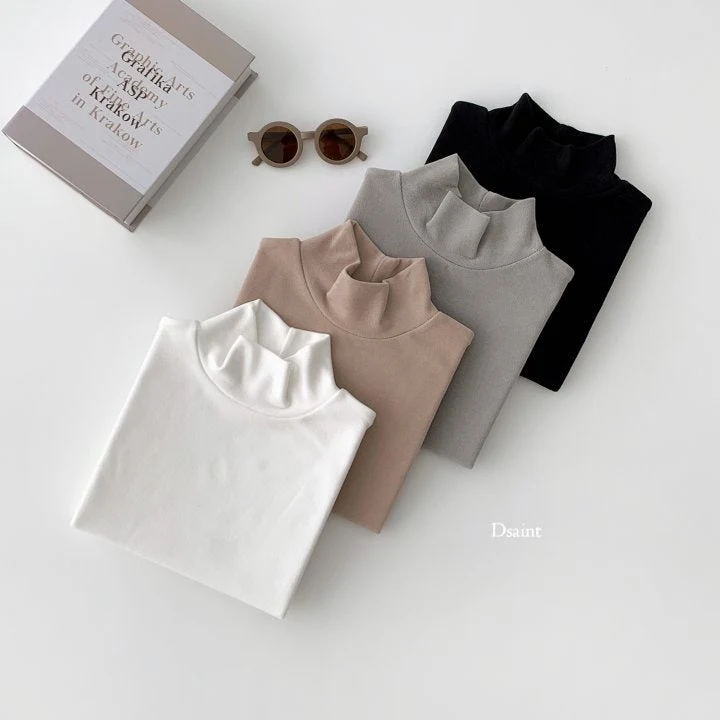 Dsaint - Korean Children Fashion - #childofig - Peach Fleece Turtleneck Tee - 3