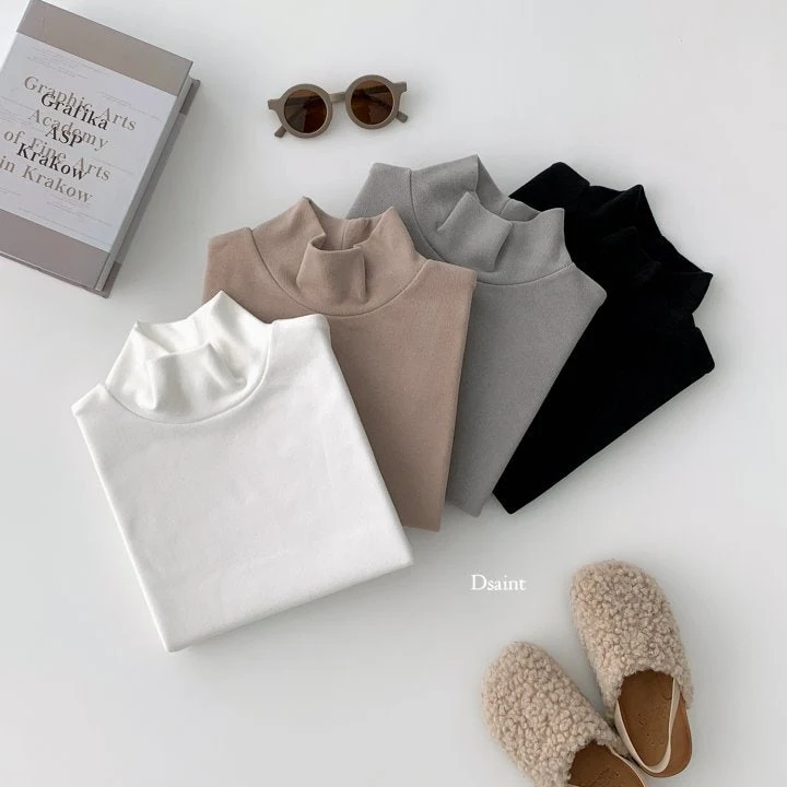 Dsaint - Korean Children Fashion - #childofig - Peach Fleece Turtleneck Tee - 4